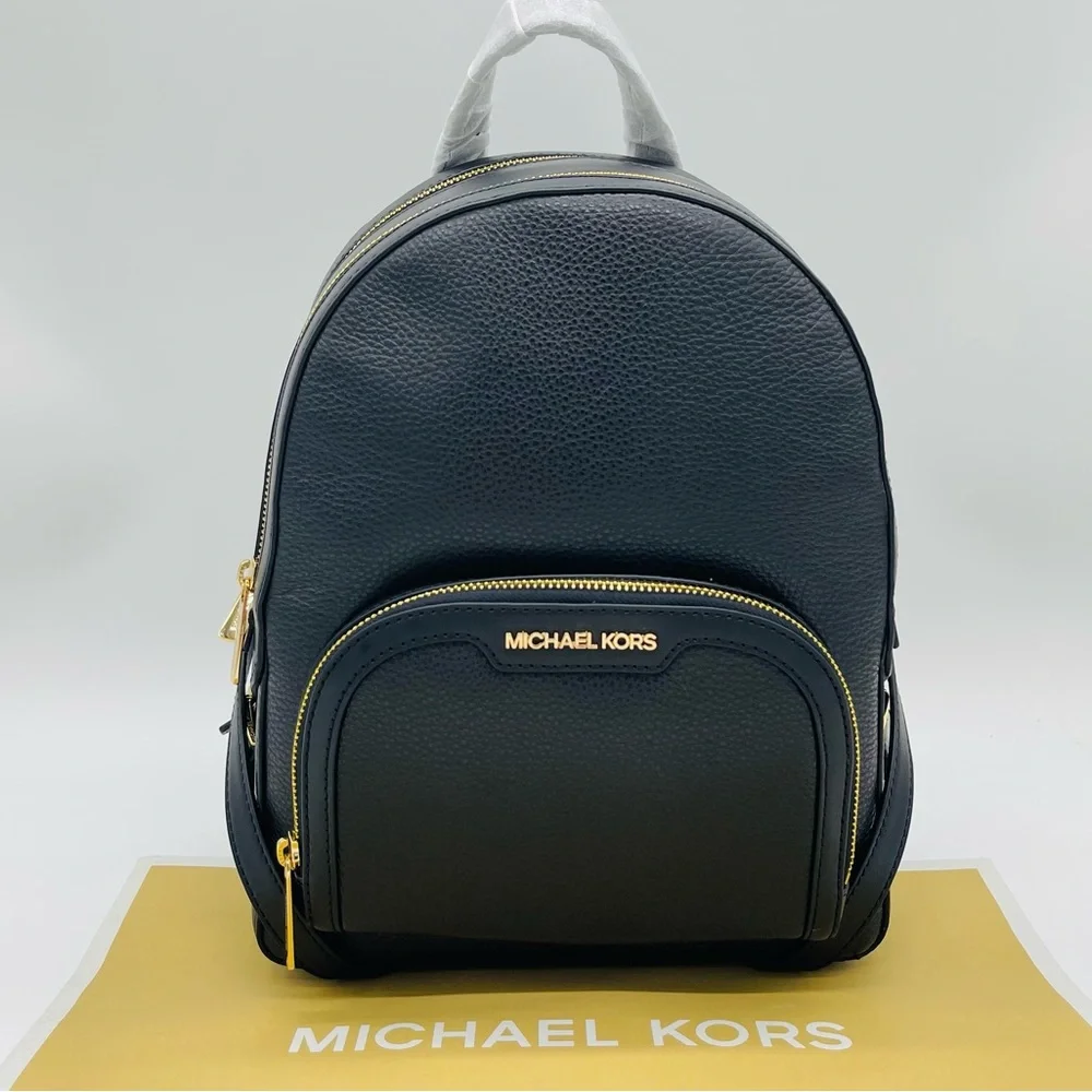 Michael Kors Jaycee Medium Pebbled Leather Backpack Black - Picture 3 of 12